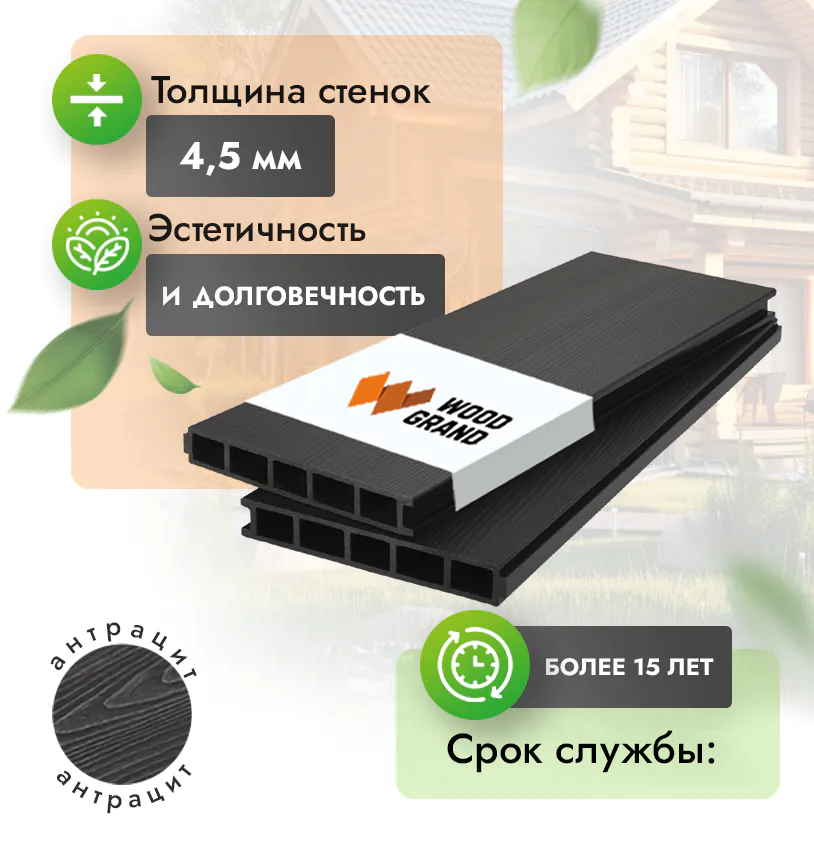 Грядочная доска 200x30 мм «Антрацит» - Антрацит