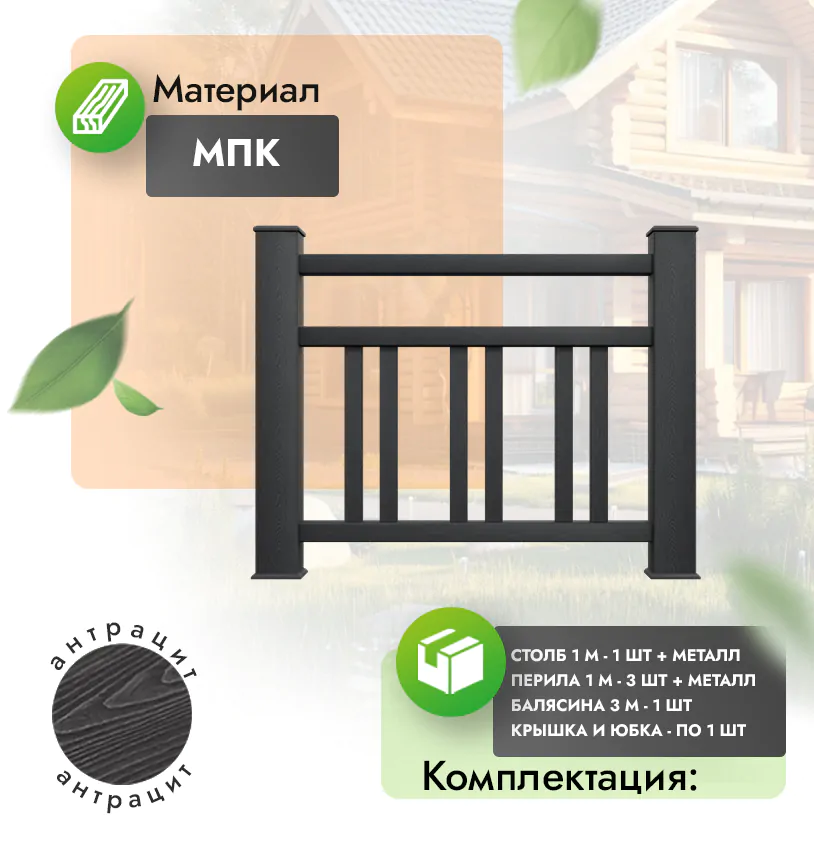 Комплект ограждения Dominio (с металлом) - Антрацит