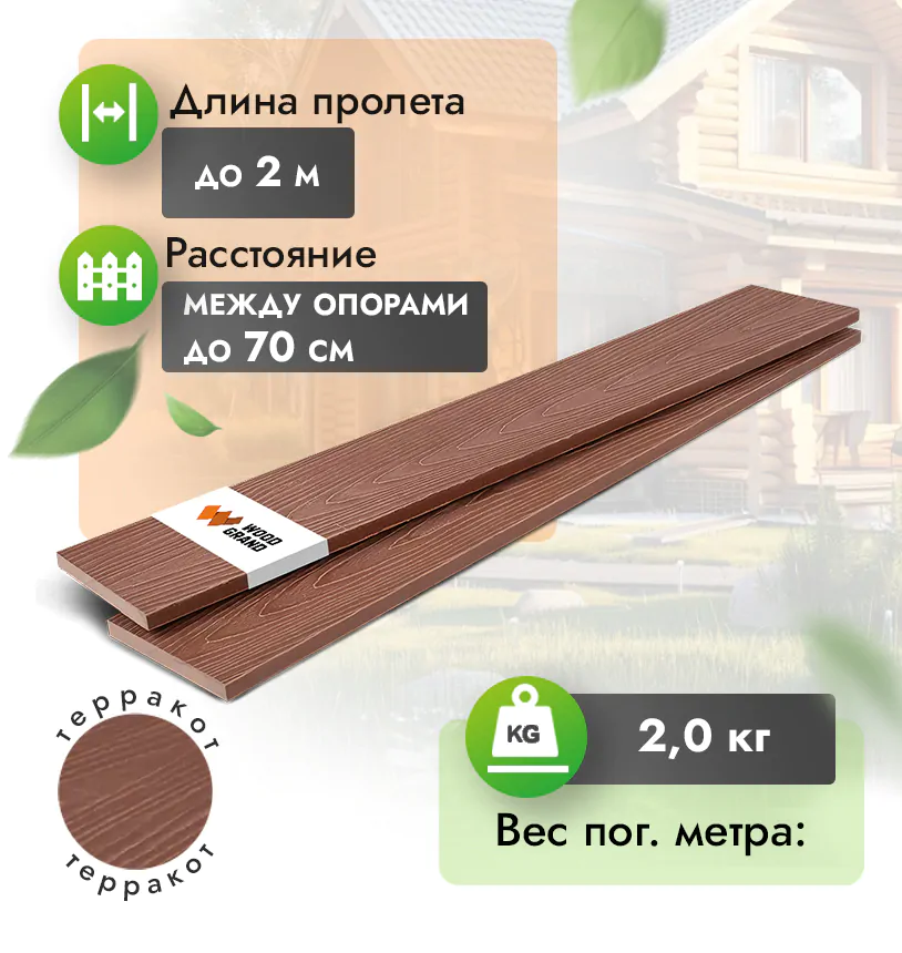 Заборная доска 120x12 мм «Терракот» - Терракот
