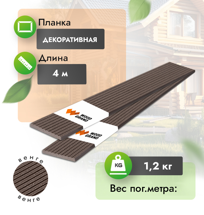 Декоративная планка МПК «Венге» 75x10 мм
