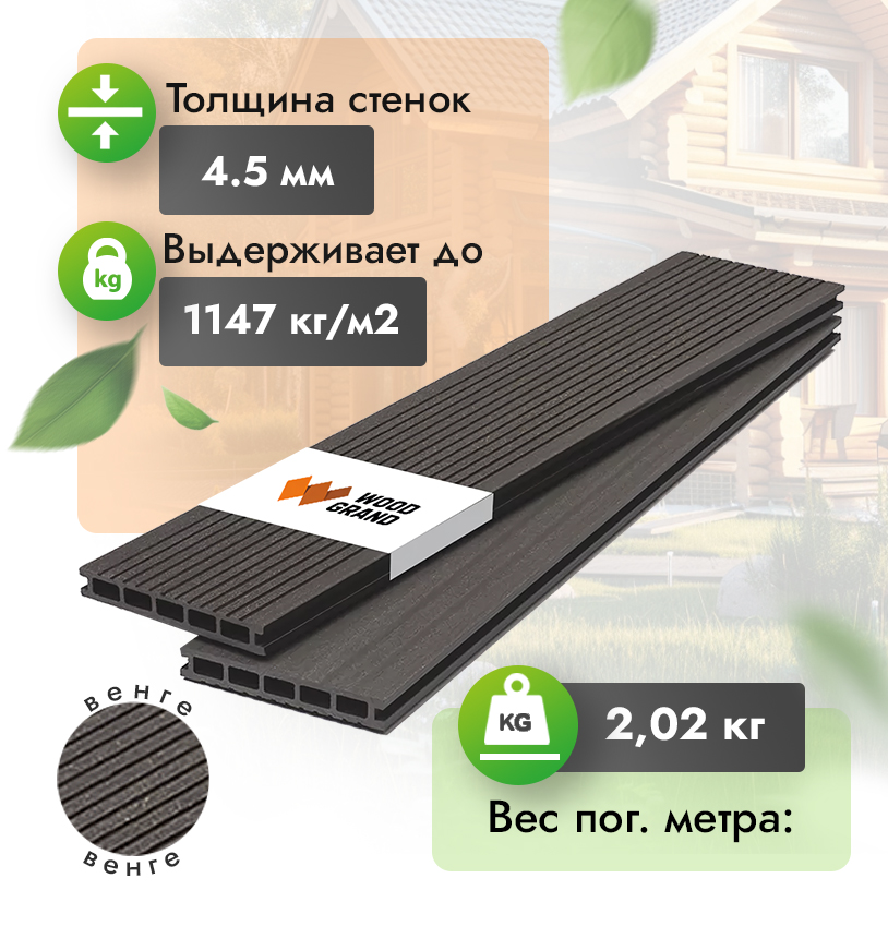 Террасная доска 140х20 мм - Венге