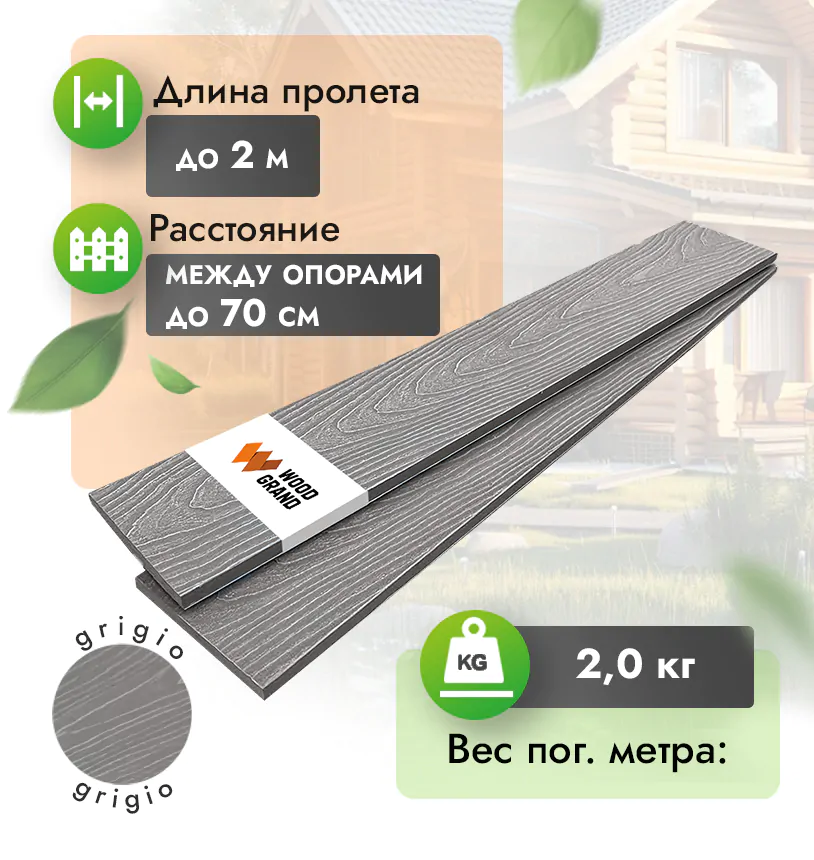 Заборная доска 120x12 мм «Grigio» - Grigio