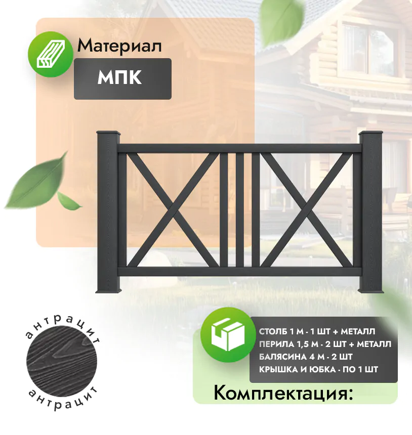 Комплект ограждения Regale (с металлом) - Антрацит